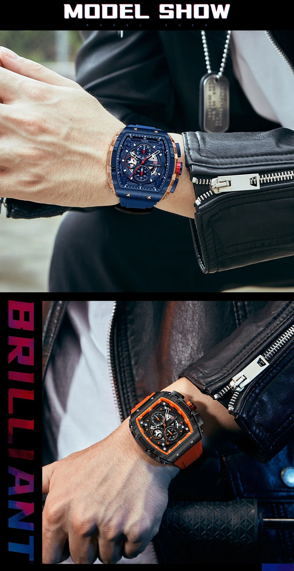 Montres de sport à quartz de luxe pour hommes avec bracelet en silicone et chronographe | MF0399G 
