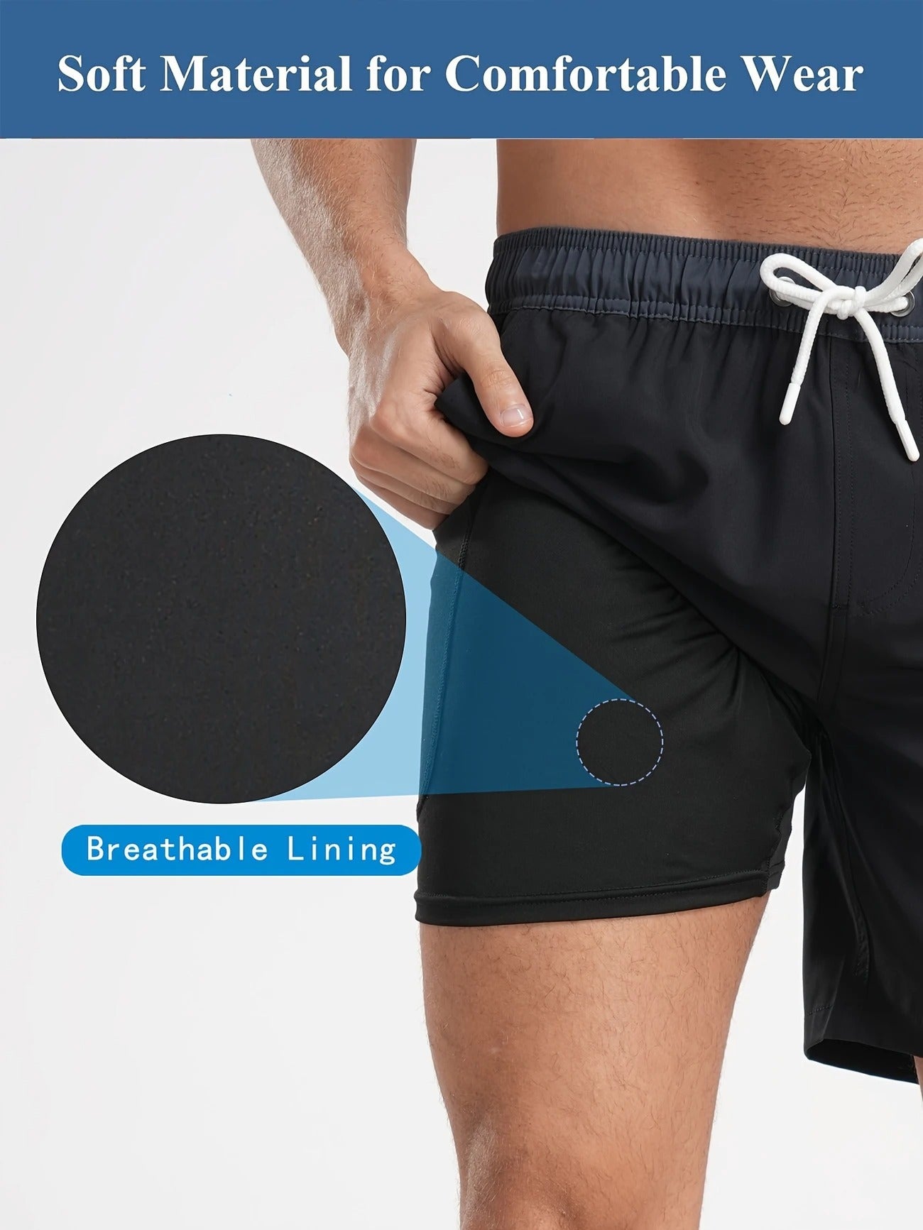 Men’s Quick-Dry Summer Beach Shorts Milk Silk Lined Swim Trunks for Men | 265SCTK