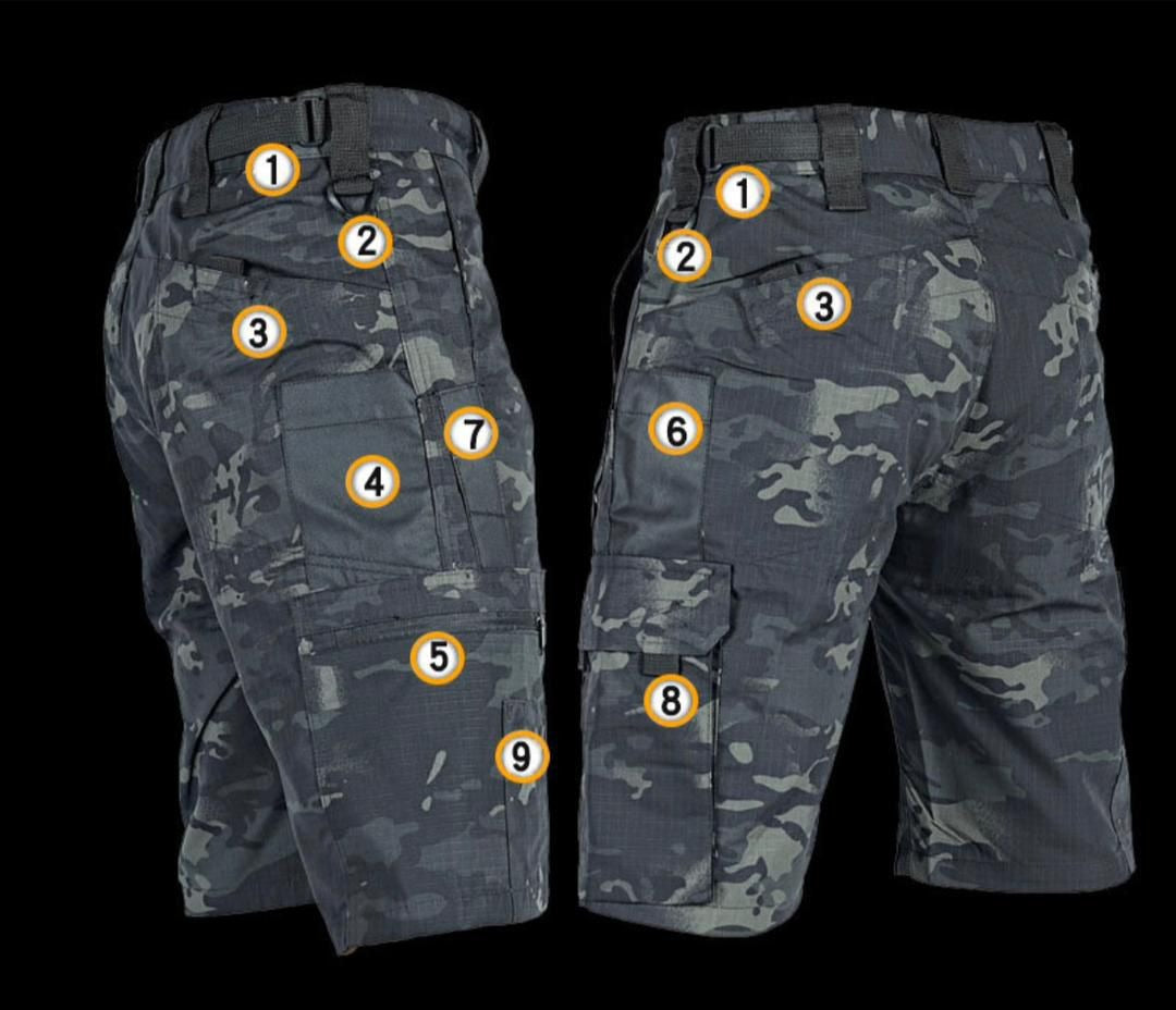Men's Cargo Workwear Shorts With Multi-pocket For Outdoor Running Training Hiking Shorts Waterproof Tactical Pants | RSP01