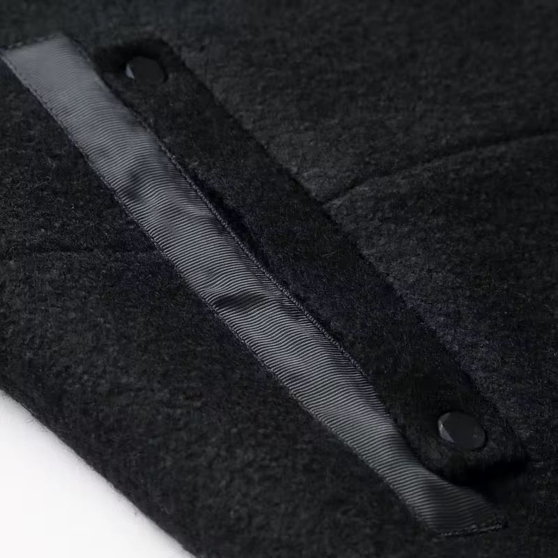 Trench-coat mi-long à capuche et fermeture éclair en laine mélangée de qualité supérieure pour homme | B518 