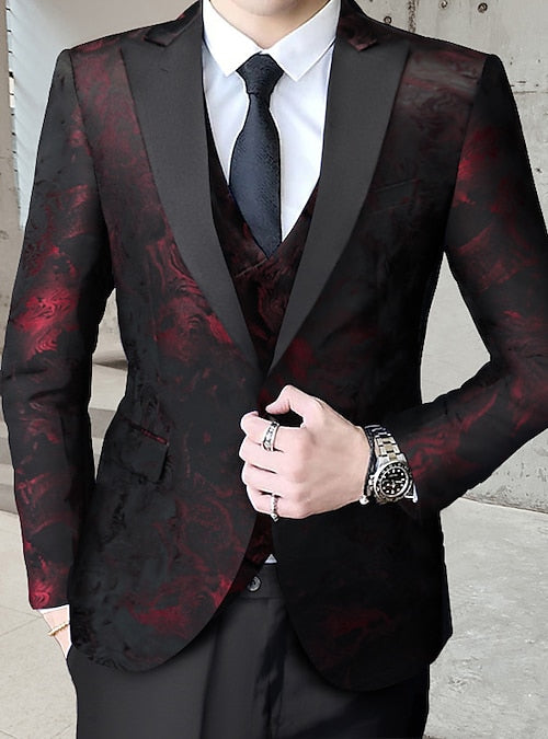 Costume de smoking 3 pièces en jacquard de luxe de haute qualité pour homme, ensemble blazer, gilet et pantalon pour fête de mariage | 1515 