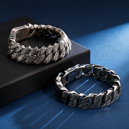 Men's Retro Titanium Steel Bracelet – Punk Rock Style with Snap Clasp | KB123641-BDJX