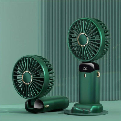 Mini ventilateur portable rechargeable par USB avec 5 vitesses, mini ventilateur pliable à 90 ° avec écran LED, mini ventilateur d'extérieur pour bureau | S12 