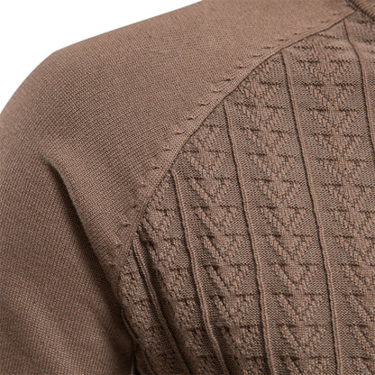 Cardigan à col roulé coupe slim pour homme, pull décontracté en tricot thermique | Y334 