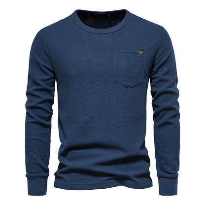 T-shirt da uomo a maniche lunghe, pesante, girocollo, tinta unita | TS1078 