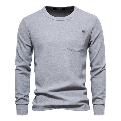 T-shirt da uomo a maniche lunghe, pesante, girocollo, tinta unita | TS1078 