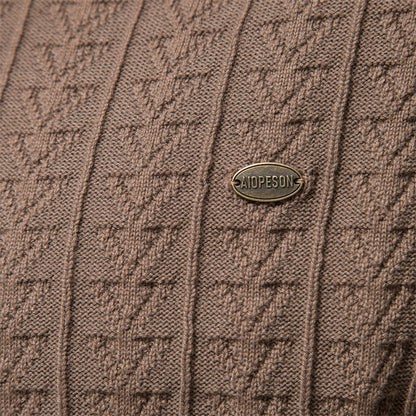 Cardigan à col roulé coupe slim pour homme, pull décontracté en tricot thermique | Y334 