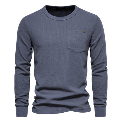 T-shirt da uomo a maniche lunghe, pesante, girocollo, tinta unita | TS1078 