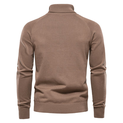 Cardigan à col roulé coupe slim pour homme, pull décontracté en tricot thermique | Y334 