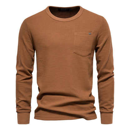 T-shirt da uomo a maniche lunghe, pesante, girocollo, tinta unita | TS1078 