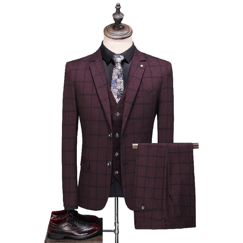 Completo da uomo di qualità premium, 3 pezzi, monopetto, blazer, gilet e pantaloni, casual, da festa e da lavoro, due bottoni, vestibilità elegante | TZ94 