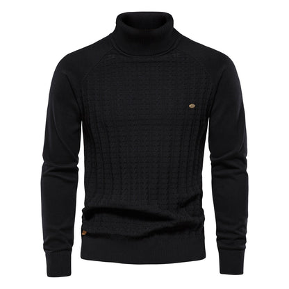 Cardigan à col roulé coupe slim pour homme, pull décontracté en tricot thermique | Y334 