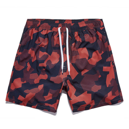 Men's 3D Digital Printing Pocket Shorts Buckle Lapel Summer Shorts | STK