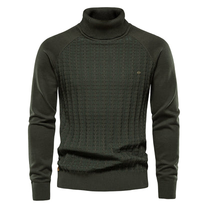 Cardigan à col roulé coupe slim pour homme, pull décontracté en tricot thermique | Y334 