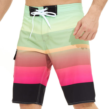 Costume da bagno da uomo con stampa a righe, pantaloncini con coulisse, pantaloncini da spiaggia estivi | 1053 