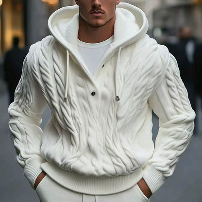 Men's Knitwear Twisted Drawstring Hooded Pullover Sweater 7-Needle Woolen Sweatshirt Jacket | SY0139