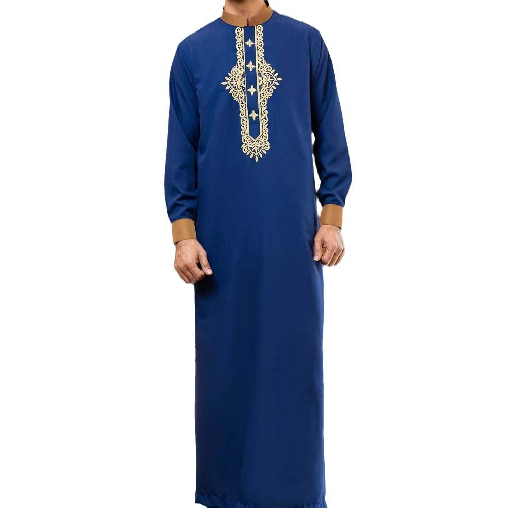 Men Muslim Middle Eastern Long Sleeve Dresses Embroidered Casual Ethnic Arab Style | 51226