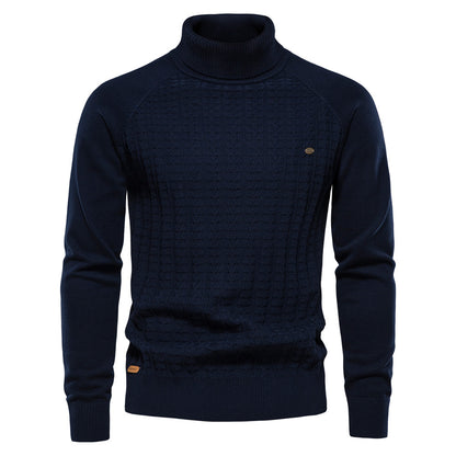 Cardigan à col roulé coupe slim pour homme, pull décontracté en tricot thermique | Y334 