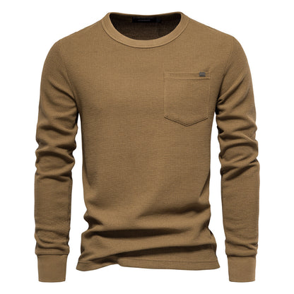 T-shirt da uomo a maniche lunghe, pesante, girocollo, tinta unita | TS1078 