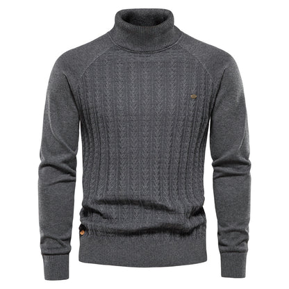 Cardigan à col roulé coupe slim pour homme, pull décontracté en tricot thermique | Y334 