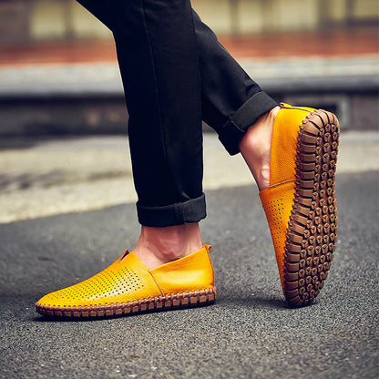 Men’s Genuine Leather Handmade Casual Shoes – Extra Large Sizes 38–50 | Breathable or Solid Upper Options | 955-1