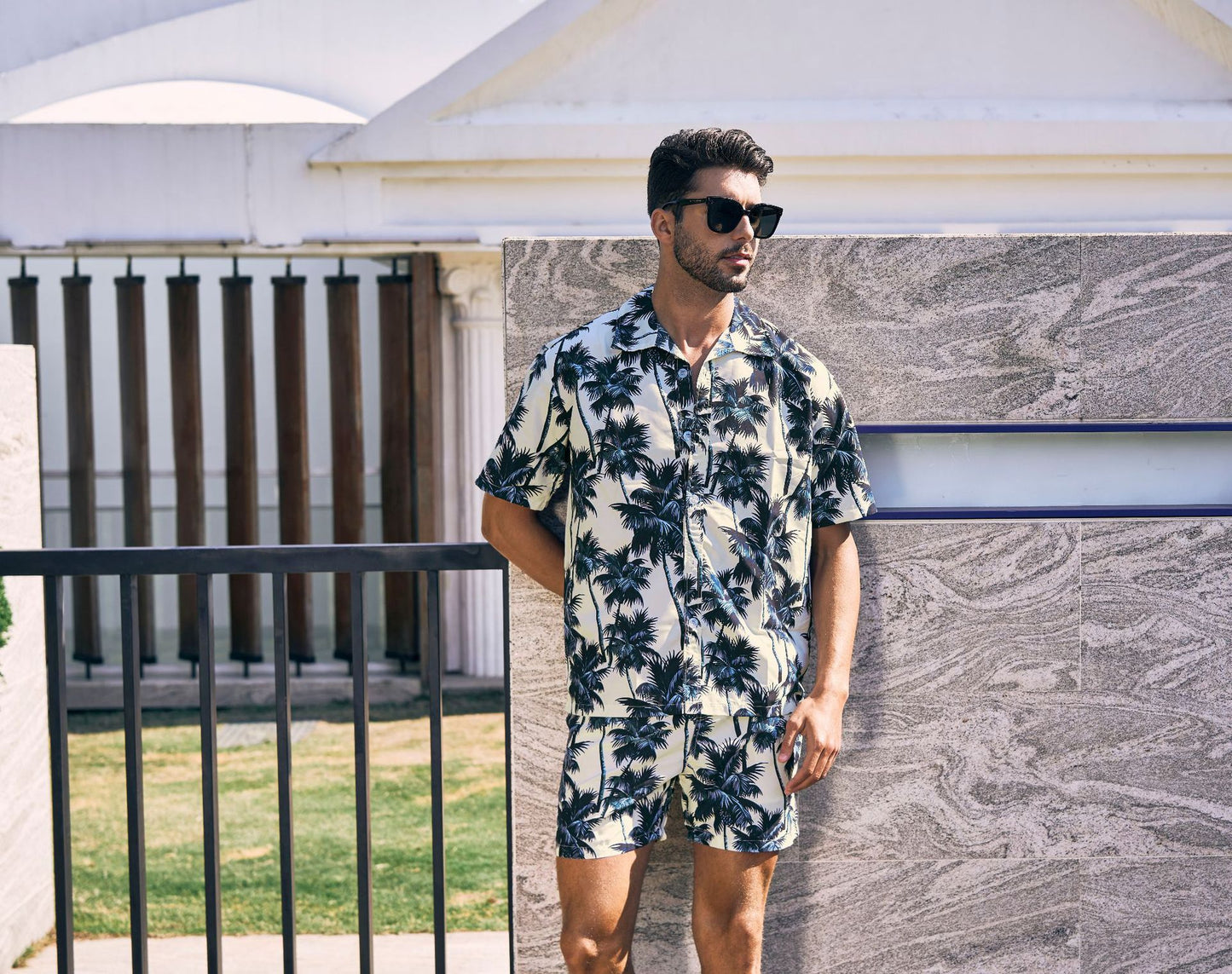 Camicie da spiaggia hawaiane a maniche corte con bottoni, motivo floreale estivo da uomo | CS 
