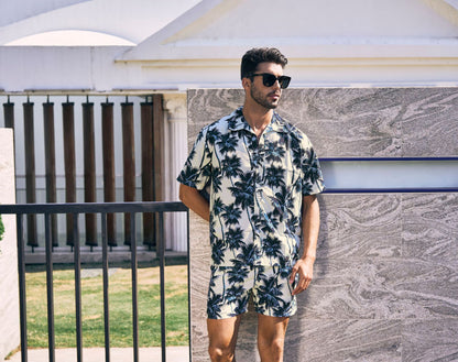 Camicie da spiaggia hawaiane a maniche corte con bottoni, motivo floreale estivo da uomo | CS 