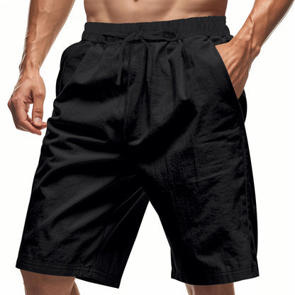 Men's Lightweight Linen-Blend Beach Shorts - Relaxed Fit 5-Inch Casual Shorts | WW-2