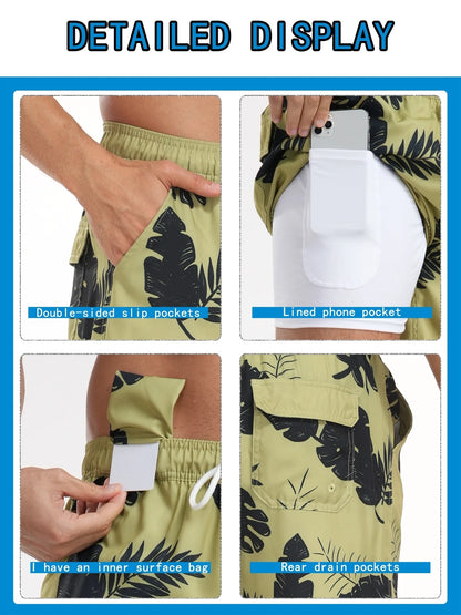 Men’s Quick-Dry Summer Beach Shorts Milk Silk Lined Swim Trunks for Men | 265SCTK