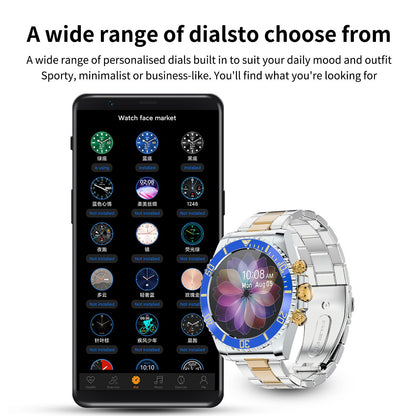Montre connectée pour homme avec bracelet en acier et appels BT, style Rolex, pour le sport et les affaires | AW-12 