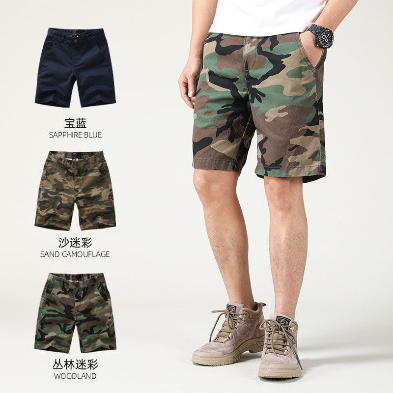 Short cargo ample coupe slim pour homme, style américain, style camouflage, été | 2301 