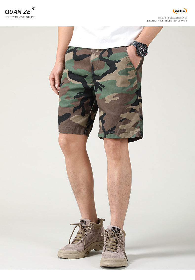 Short cargo ample coupe slim pour homme, style américain, style camouflage, été | 2301 