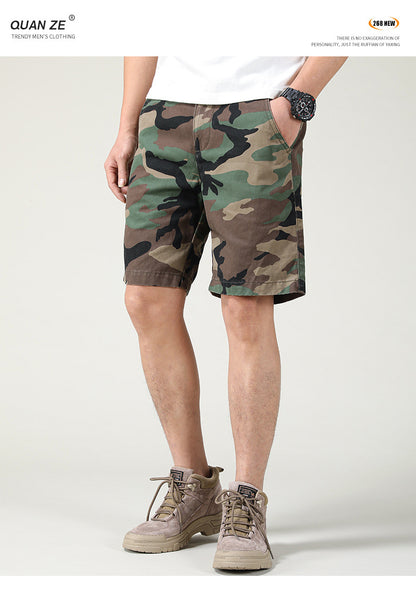 Short cargo ample coupe slim pour homme, style américain, style camouflage, été | 2301 