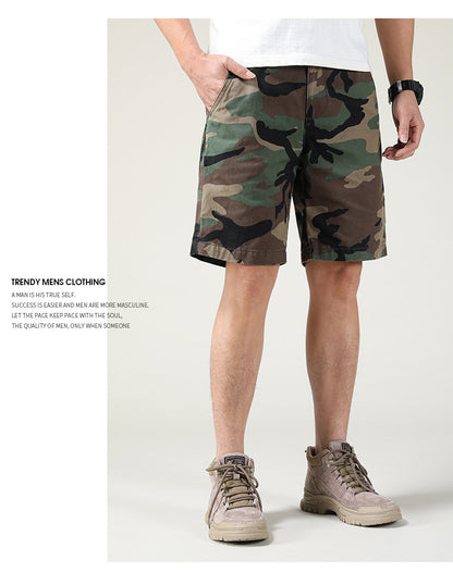 Short cargo ample coupe slim pour homme, style américain, style camouflage, été | 2301 