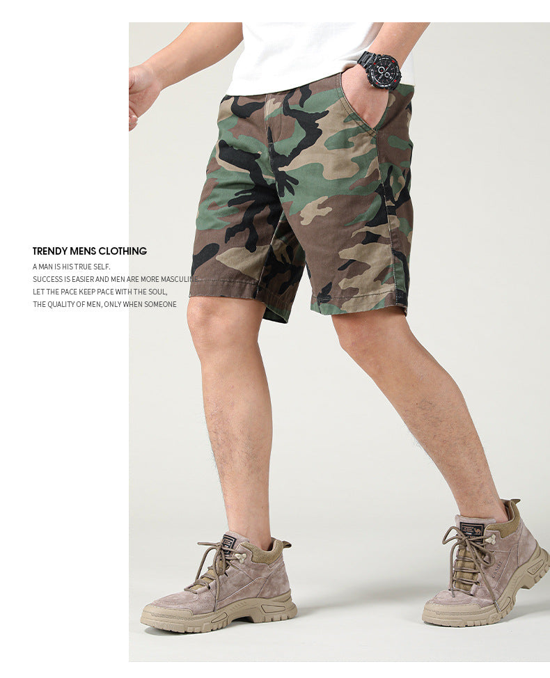 Short cargo ample coupe slim pour homme, style américain, style camouflage, été | 2301 