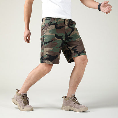 Short cargo ample coupe slim pour homme, style américain, style camouflage, été | 2301 