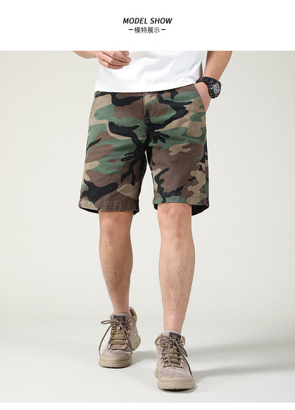 Short cargo ample coupe slim pour homme, style américain, style camouflage, été | 2301 