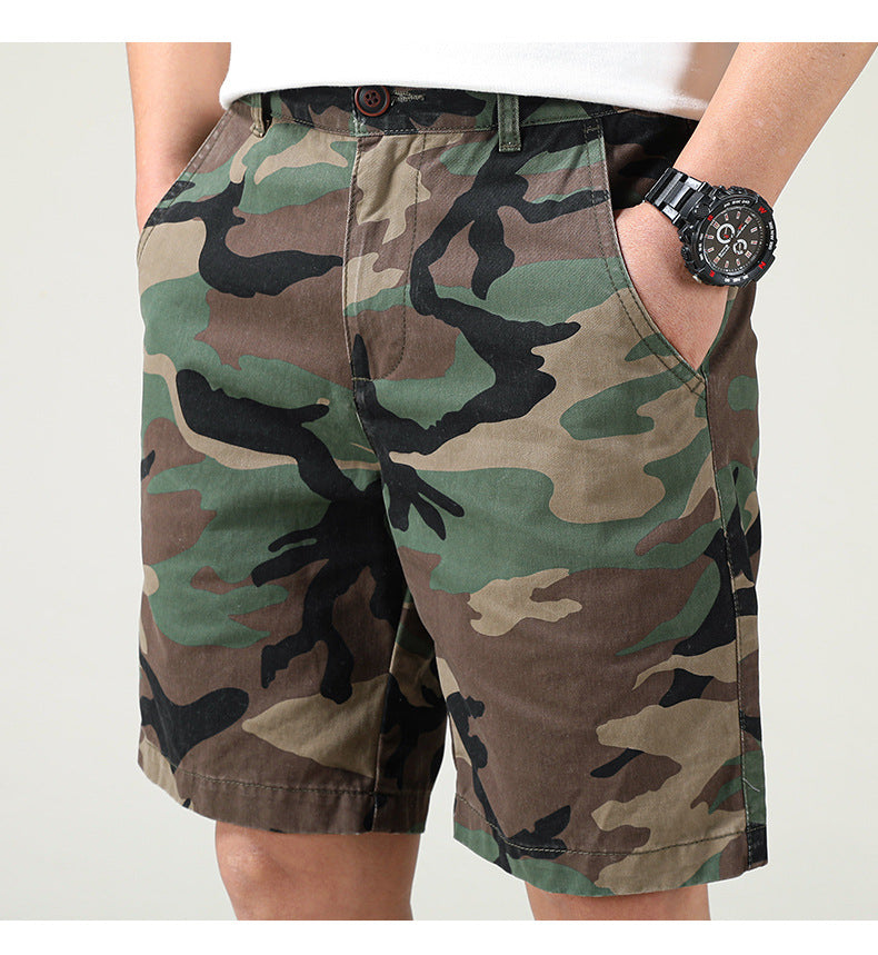 Short cargo ample coupe slim pour homme, style américain, style camouflage, été | 2301 