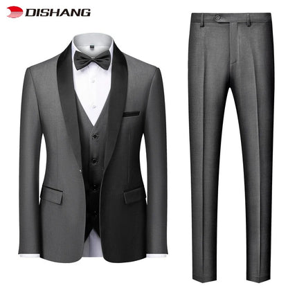 Ensemble 3 pièces pour homme, coupe ajustée, formel, affaires, mariage, smoking, blazer, gilet et pantalon | Disponible en 11 couleurs 