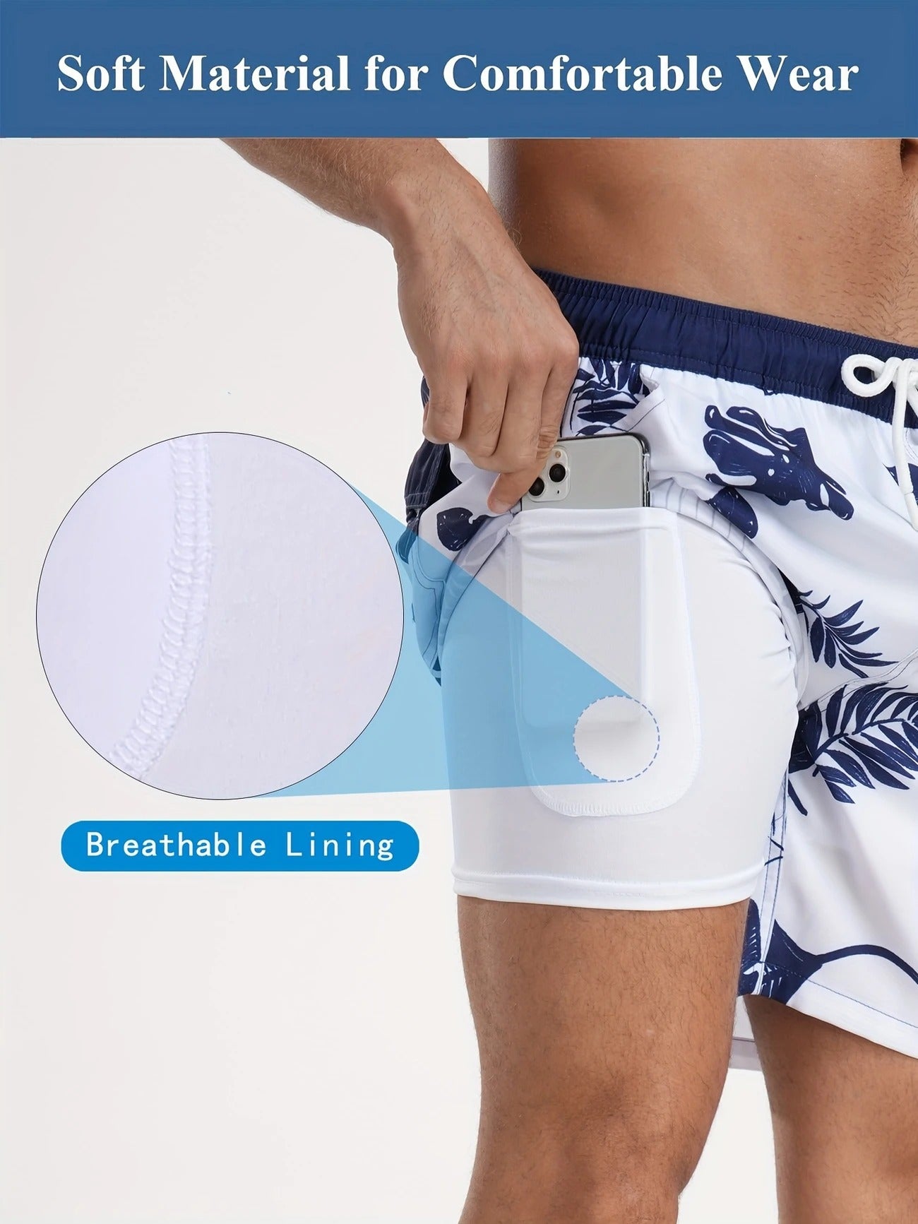 Men’s Quick-Dry Summer Beach Shorts Milk Silk Lined Swim Trunks for Men | 265SCTK