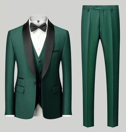 Ensemble 3 pièces pour homme, coupe ajustée, formel, affaires, mariage, smoking, blazer, gilet et pantalon | Disponible en 11 couleurs 