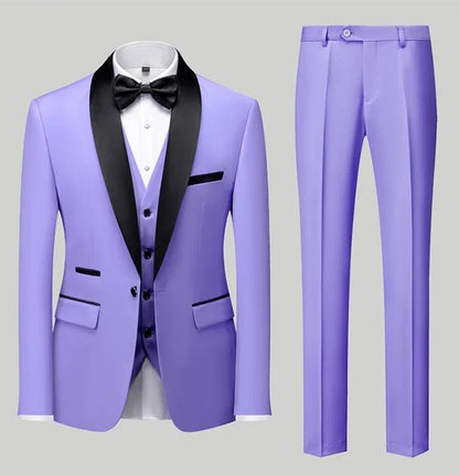 Ensemble 3 pièces pour homme, coupe ajustée, formel, affaires, mariage, smoking, blazer, gilet et pantalon | Disponible en 11 couleurs 