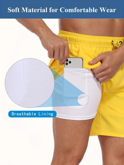 Men’s Quick-Dry Summer Beach Shorts Milk Silk Lined Swim Trunks for Men | 265SCTK