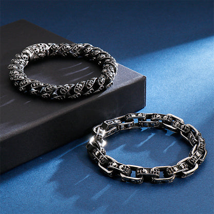 Men’s Stainless Steel Skull Bracelet Punk Motorcycle Ghost Head Design Titanium Steel Bracelet | KB120968-BDJX