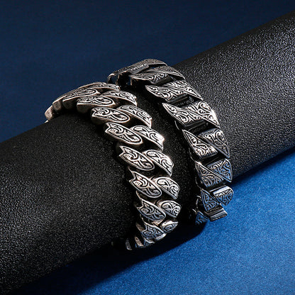 Men's Retro Titanium Steel Bracelet – Punk Rock Style with Snap Clasp | KB123641-BDJX