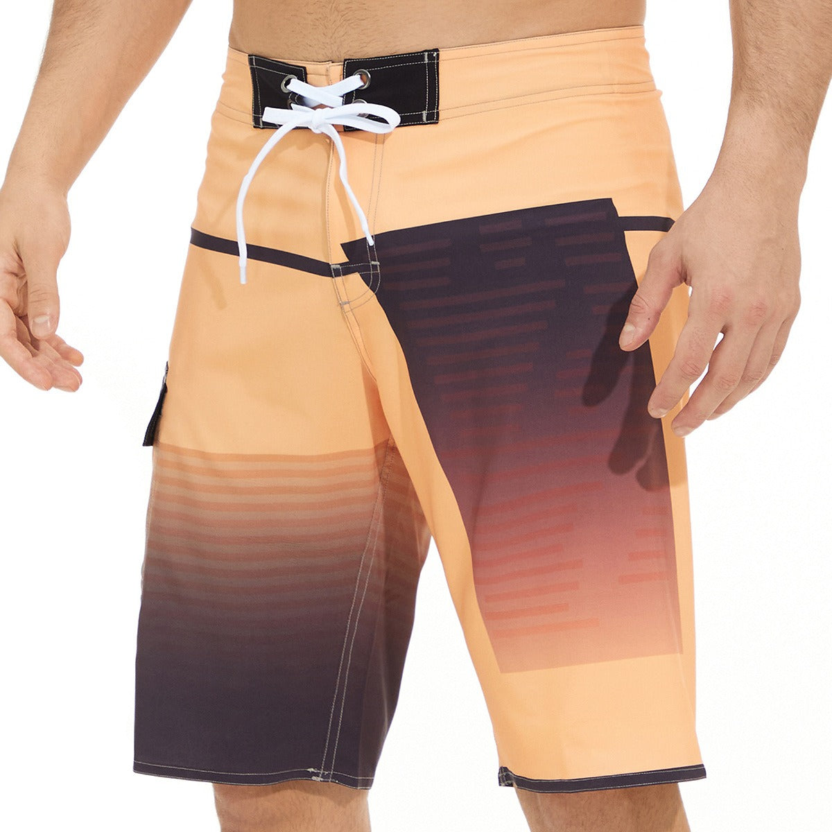 Costume da bagno da uomo con stampa a righe, pantaloncini con coulisse, pantaloncini da spiaggia estivi | 1053 