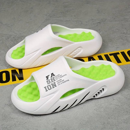 Men's Alphabet Print Soft-Sole EVA Slides Non Slip Open Toe Slippers Trendy Beach Shoes | WN58