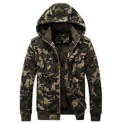 Giacca con cappuccio imbottita invernale calda e spessa in jersey mimetico militare dell'esercito di taglia occidentale | K-7711 