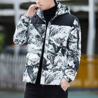 Giacca da uomo con cappuccio, mimetica, casual, ispessita, parka invernale | 2308 