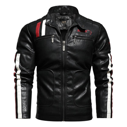 Men′s Leather Jacket Color Matching Motorcycle Pu Leather Jacket | KH-168